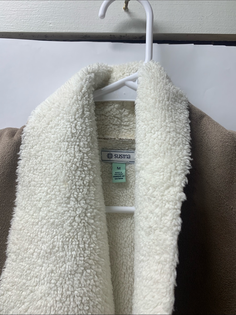 Susina Brown Teddy Jacket with Cream Sherpa Collar